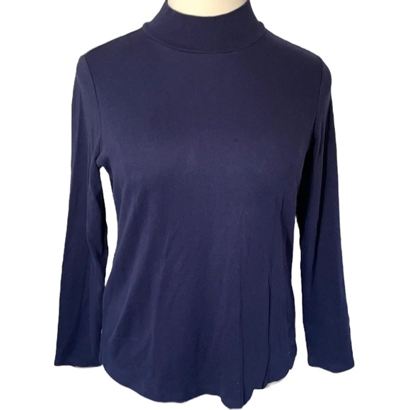 croft & barrow Tops - Navy Mockneck Long Sleeve Cotton Top Shirt XL Soft Sustainable Layer Under Vest